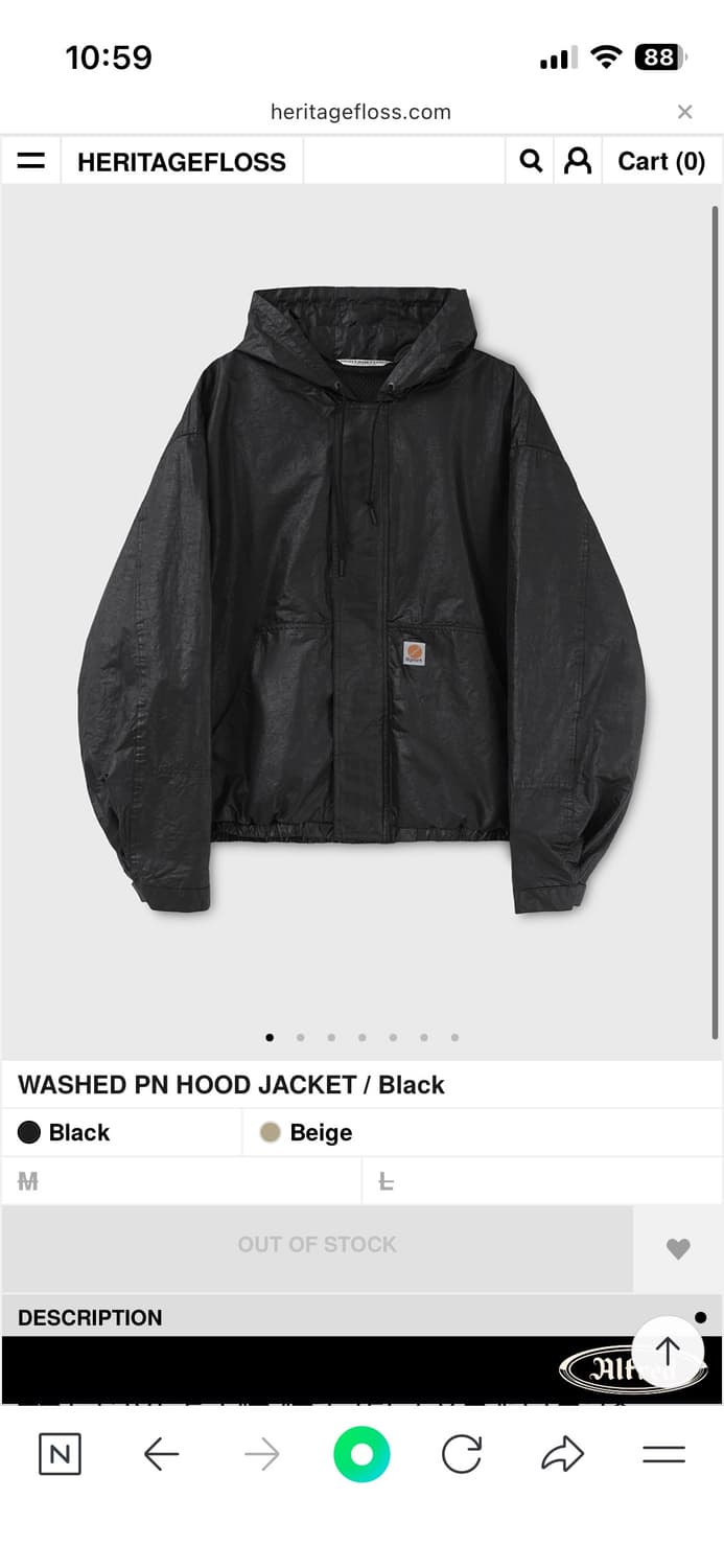 헤리티지플로스 25ss 워시드 pn 후드자켓 상품이미지1