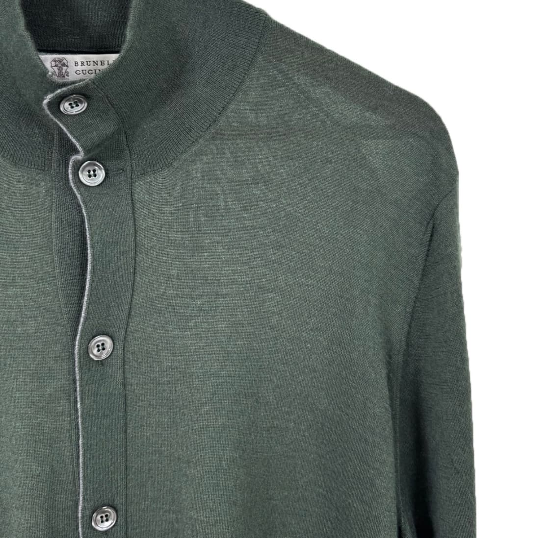 [56] 브루넬로 쿠치넬리 남성 실크 캐시미어 컨버터블 니트 가디건 카키 상품이미지5