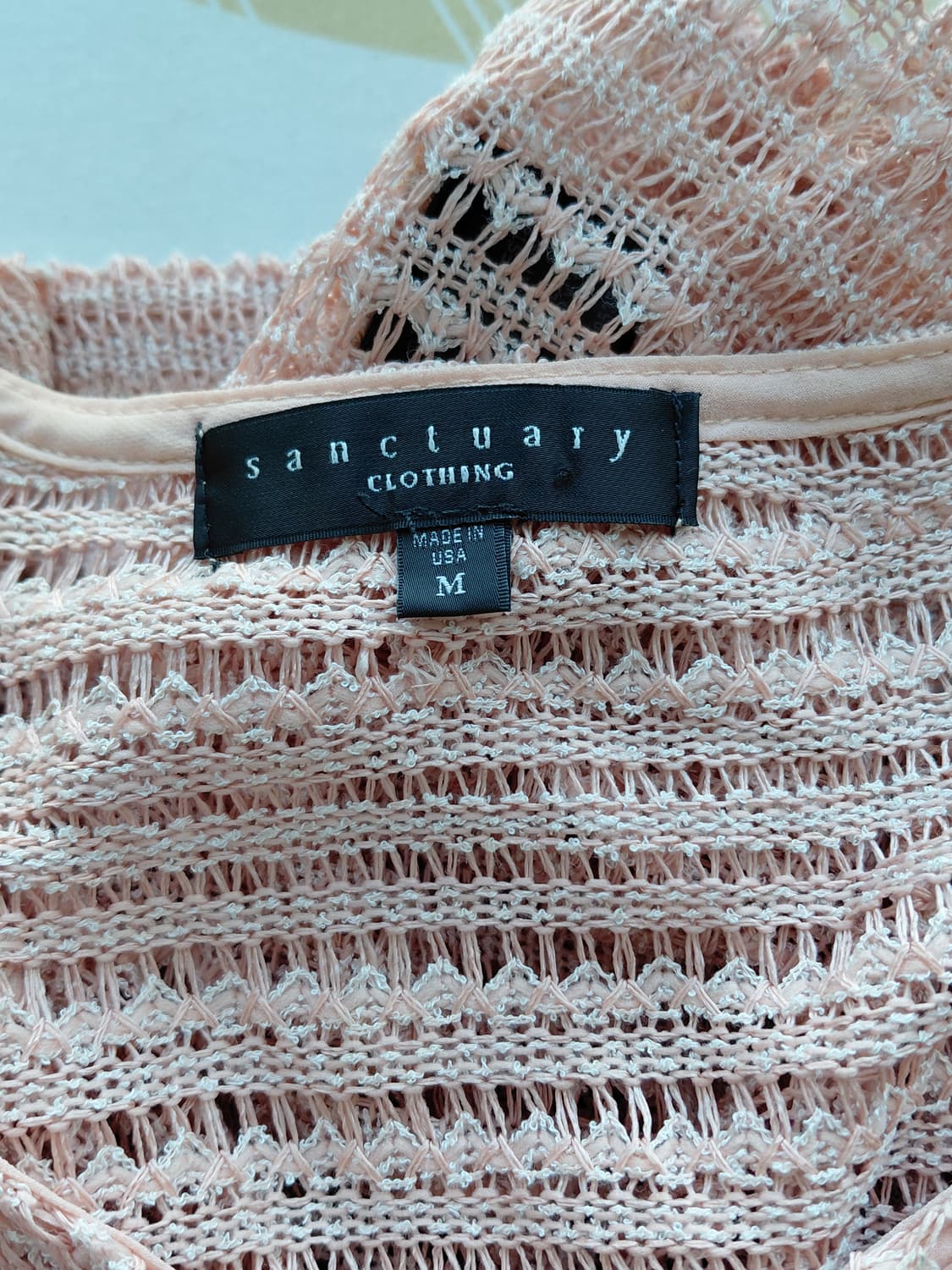 [미국빈티지] 핑크색 브이넥 니트 펀칭 반팔 블라우스 상품이미지4