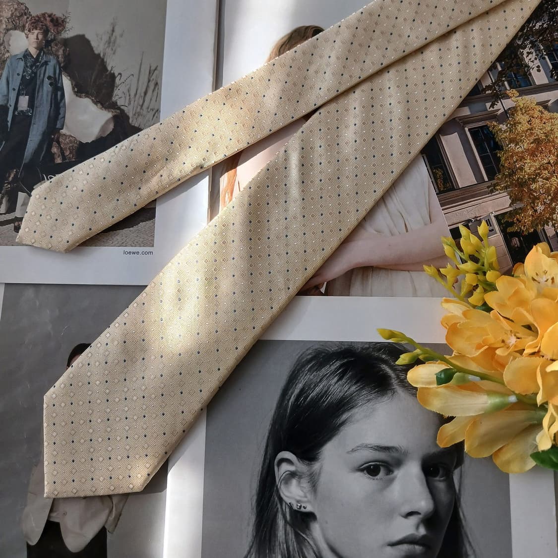 DKNY 실크 아이보리 도트 넥타이 7.7cm A+등급 A19020
 상품이미지3