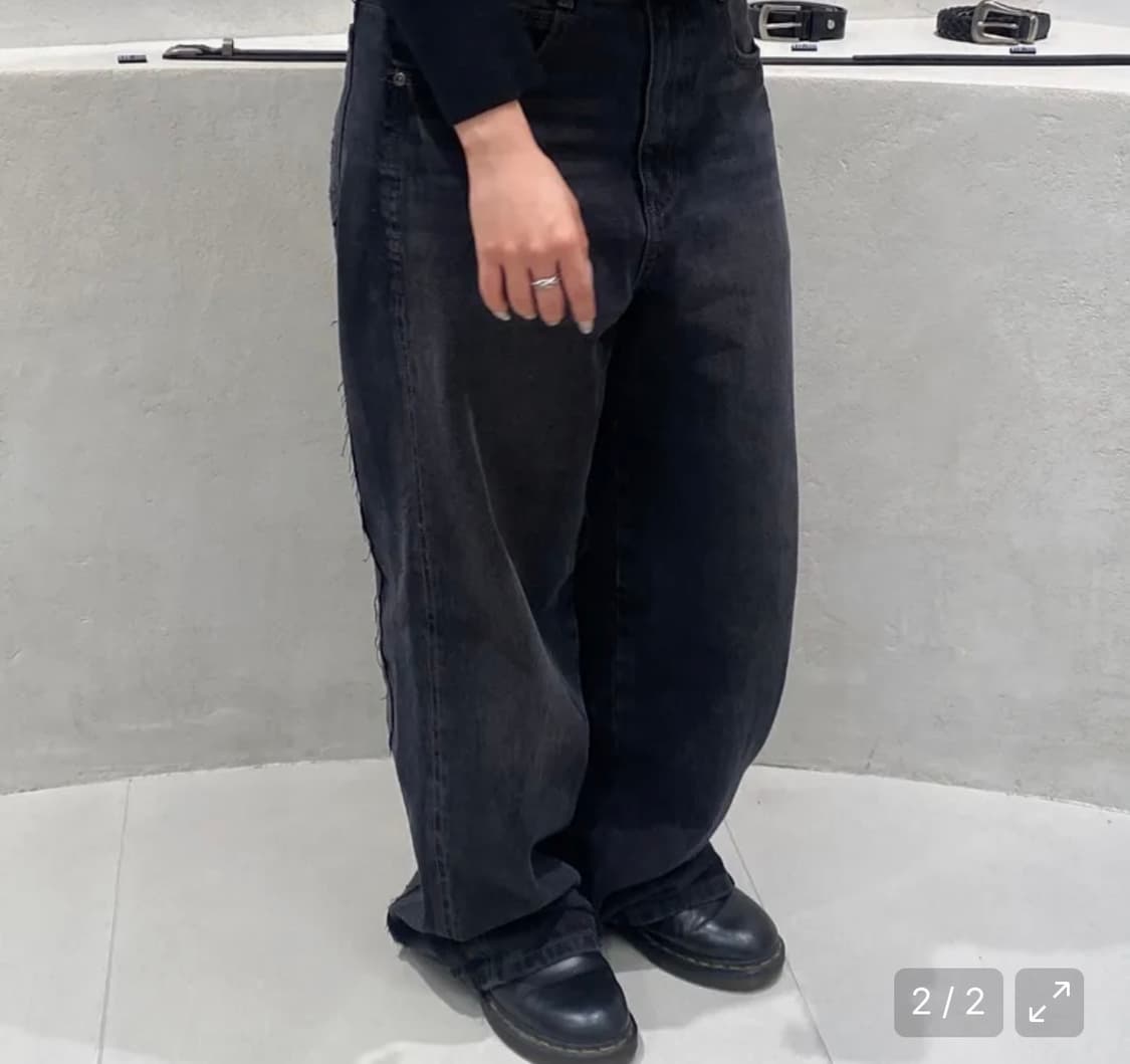 인사일런스 커티드 패널 데님 팬츠 WASHED BLACK M사이즈 상품이미지6