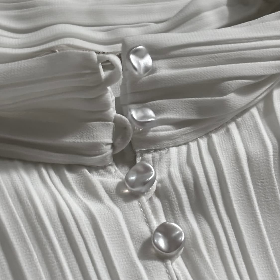 일본빈티지 화이트 진주단추 긴팔 탑 상품이미지3