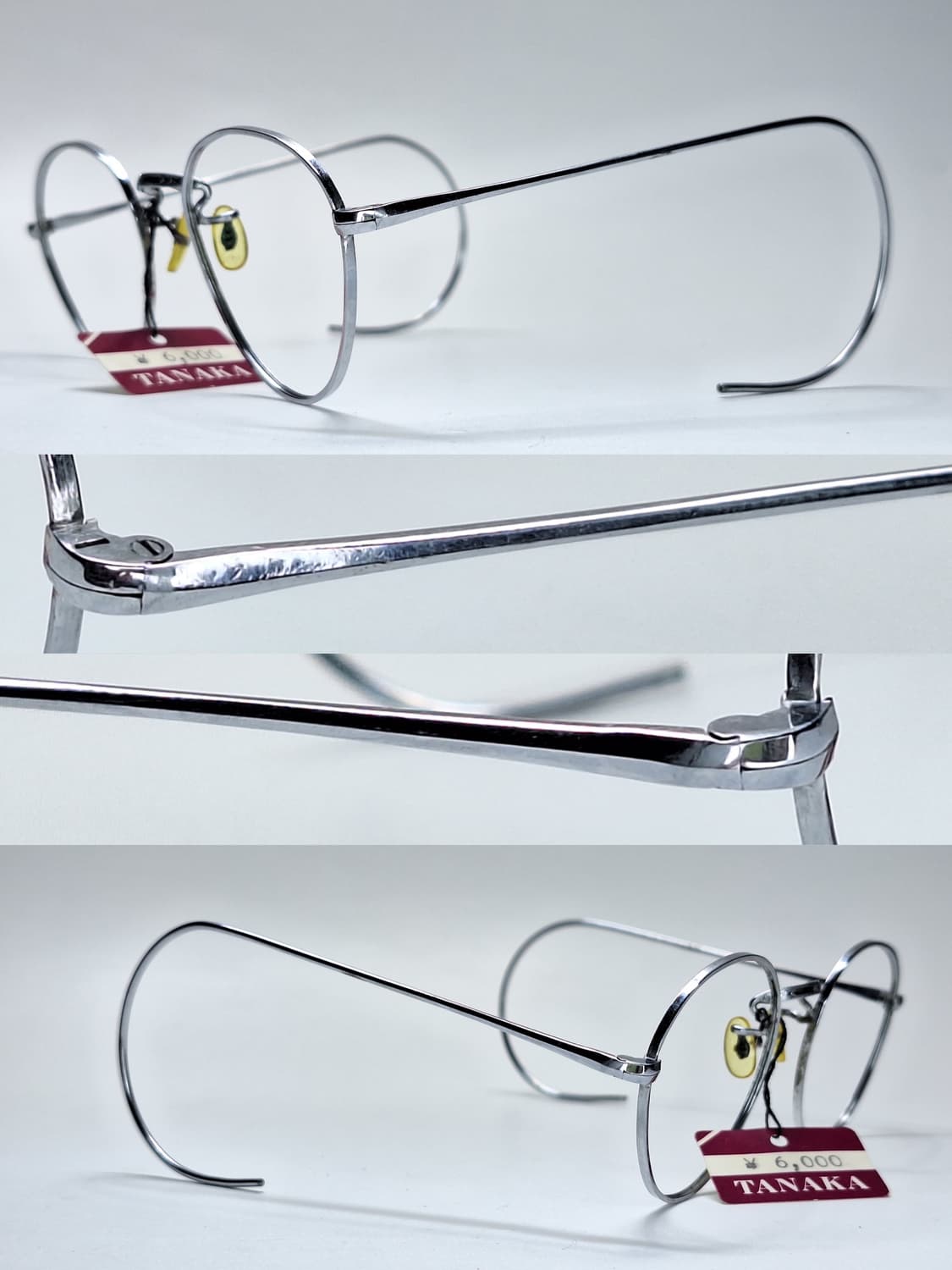 80s 일본제 빈티지 데드스톡 미사용/실버 케이블 템픅 안경테/클래식 상품이미지9