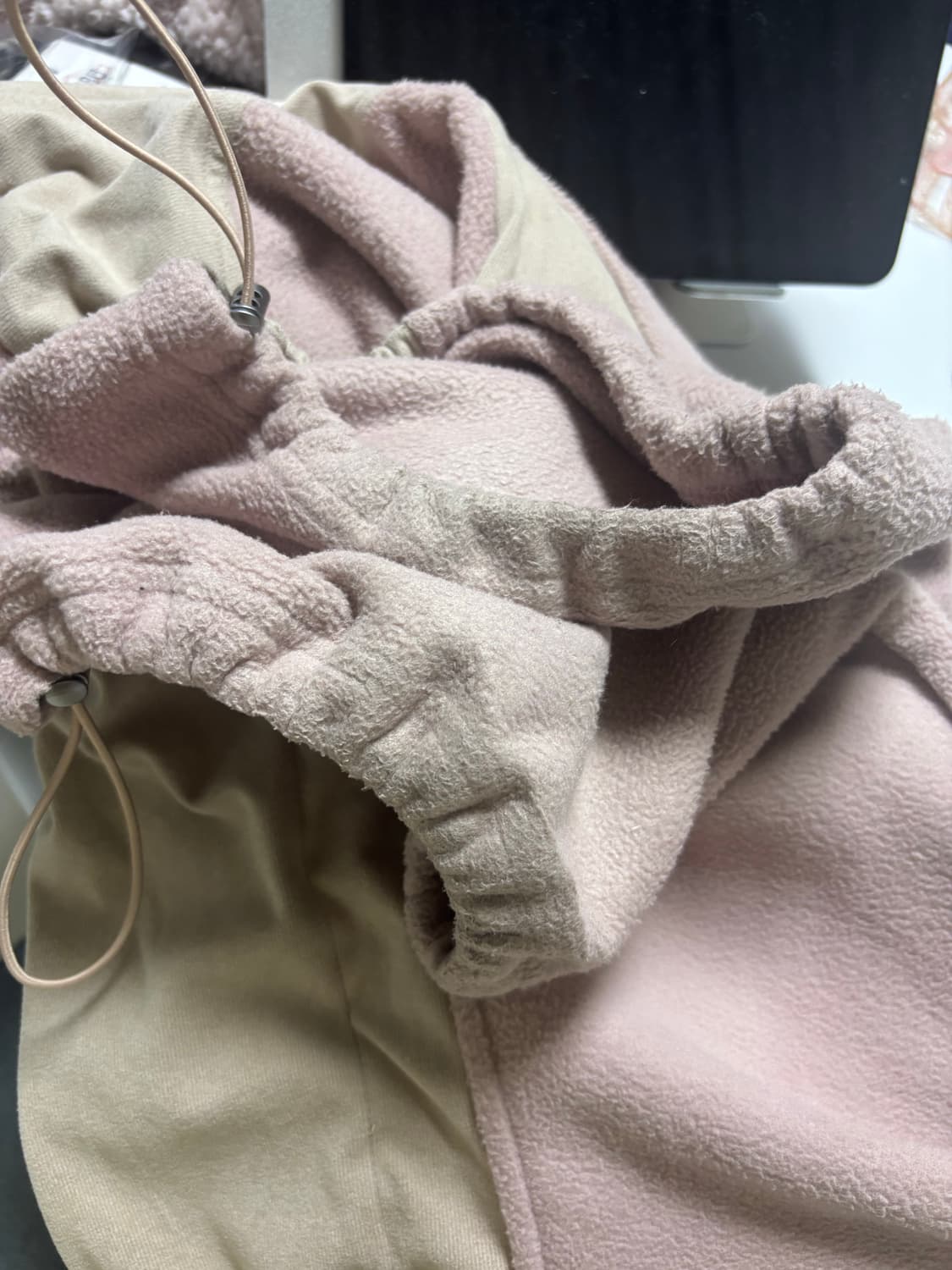 허그유어스킨 드로우 스트링 플리스 집업 팬츠 핑크 셋업 상품이미지5