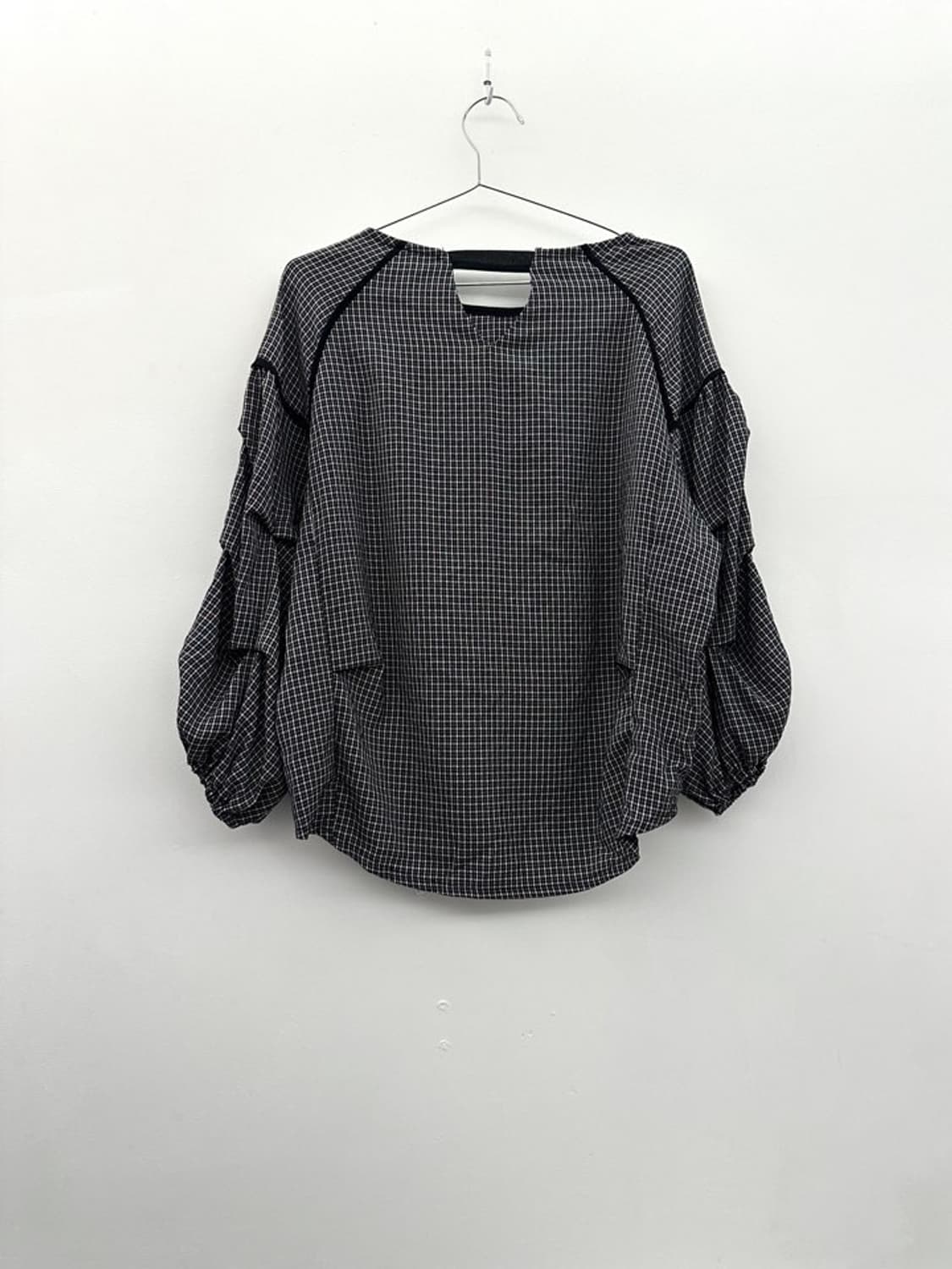 Check shirring ballon blouse 상품이미지7