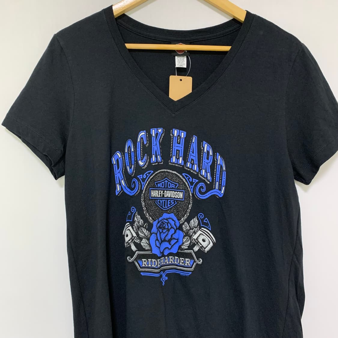 할리데이비슨 빈티지 펑크 프린팅 반팔 티셔츠 브이넥 남녀공용 L 상품이미지3