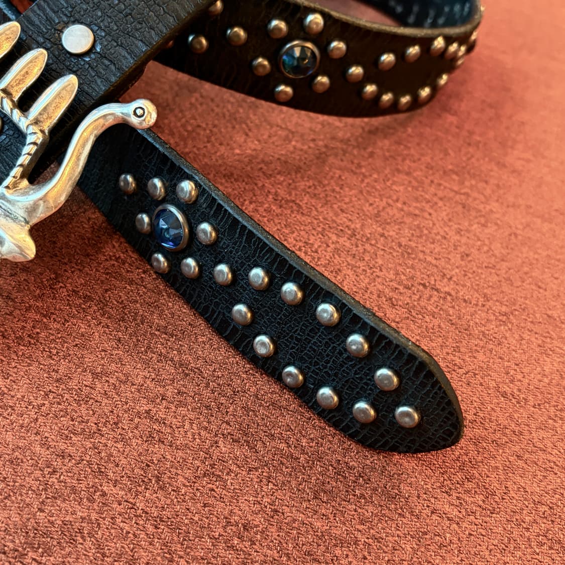 RRL / 더블알엘 스파이더 버클 스터드 크랙 버팔로 소가죽 벨트 상품이미지3