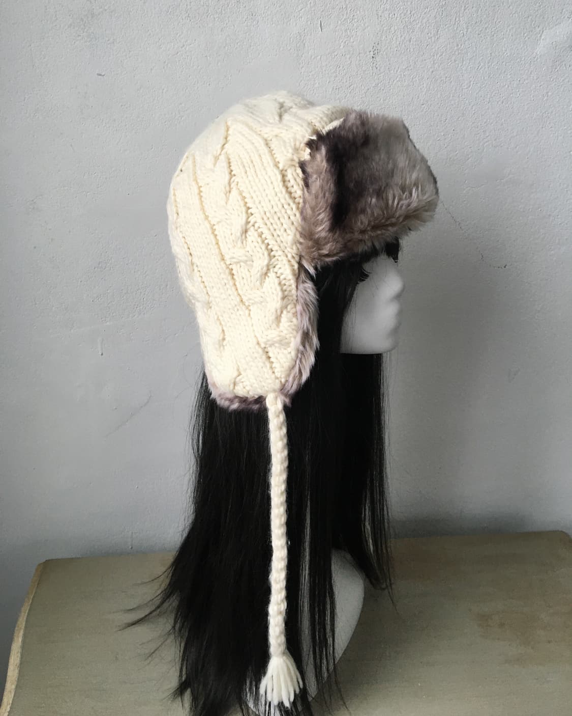  fur point cable knit trooper hat 상품이미지4
