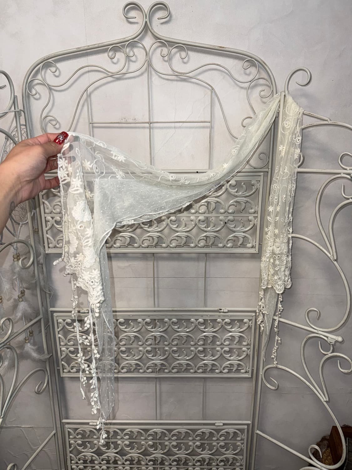 White floral dot lace drop scarf 상품이미지1