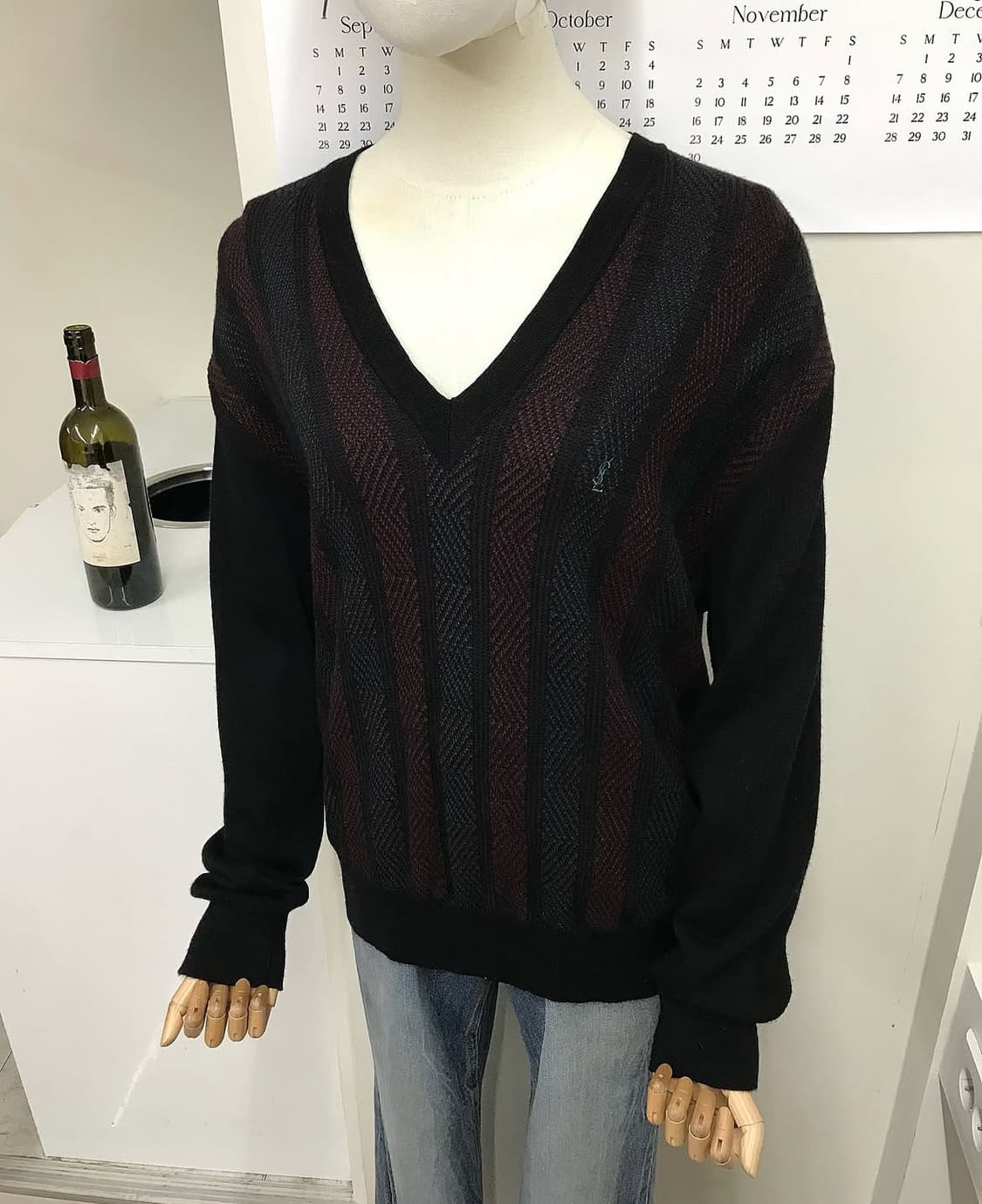 입생로랑 로고 브이넥 울 니트 상품이미지6