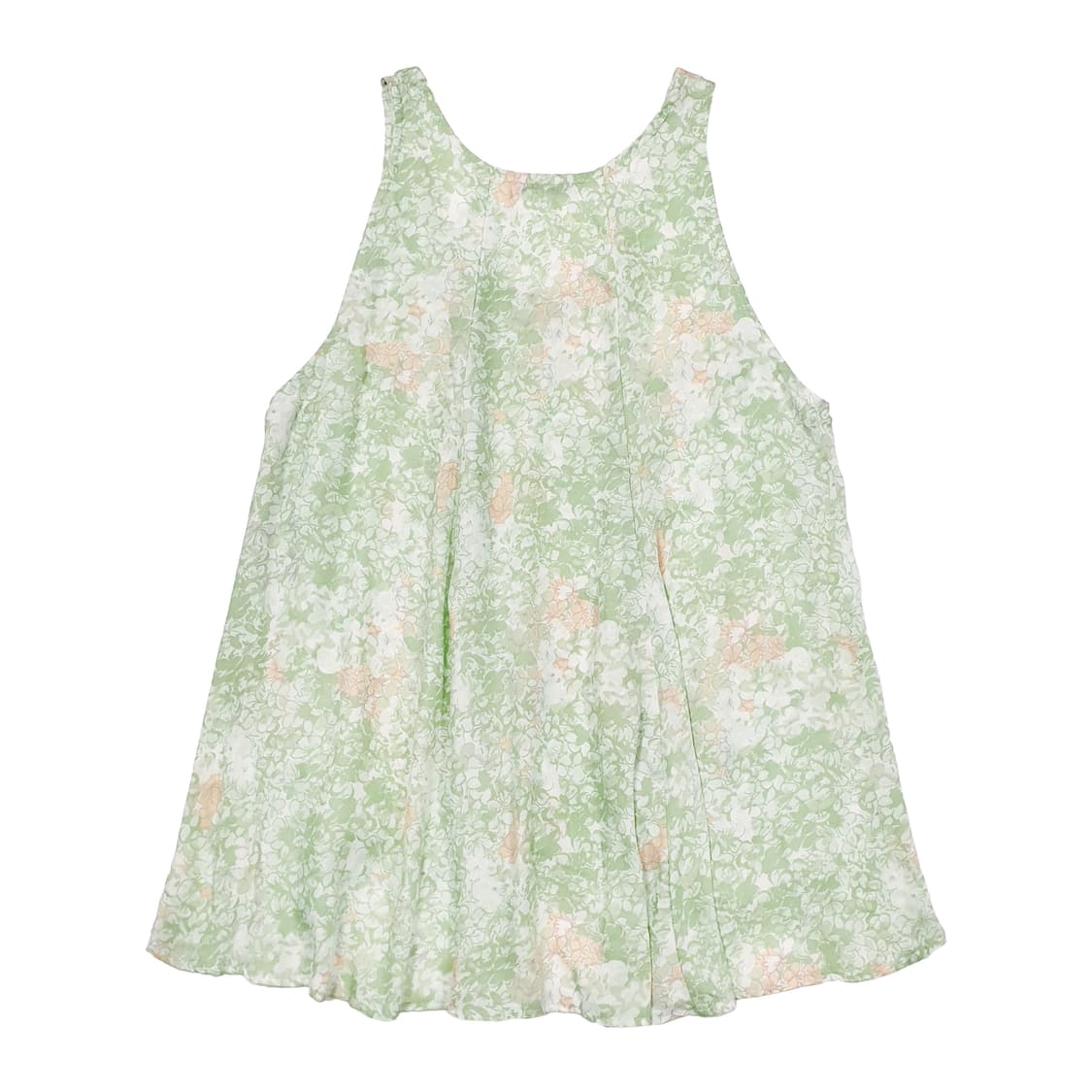 언발 플로럴 레이어드 슬리브리스 롱 탑 그린 상품이미지3