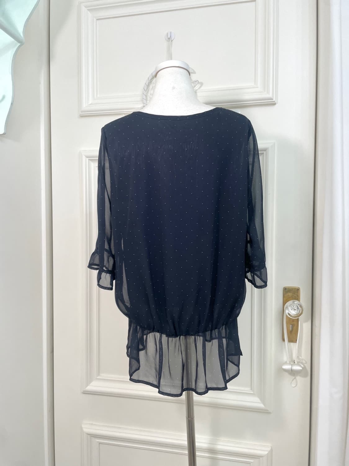 navy dot bow blouse(size-M) 상품이미지3