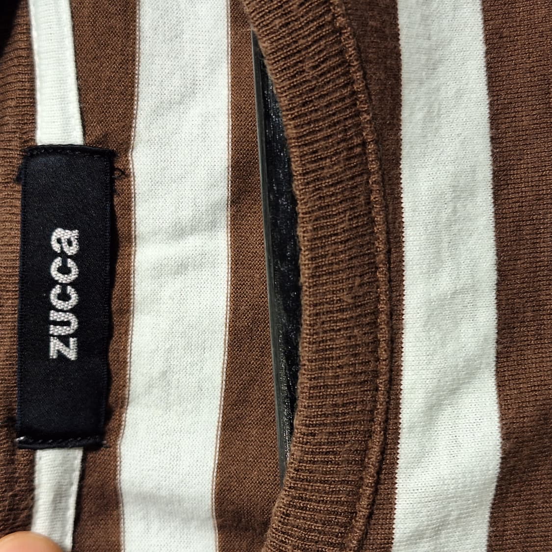 ZUCCA 주카 JP 브라운 화이트 스트라이프 슬리브리스 원피스 상품이미지3
