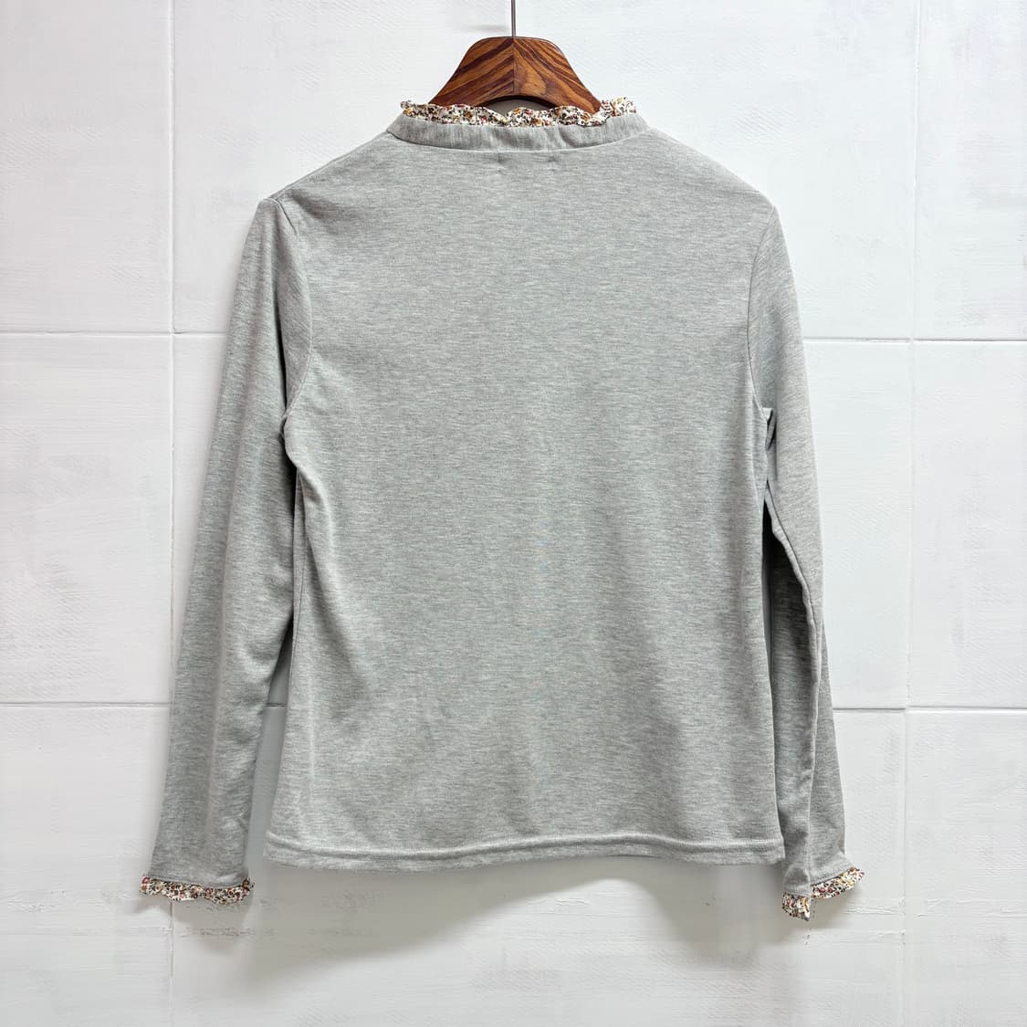 플라워 모리걸 하구미 셔링 헨리넥 롱슬리브 상품이미지5