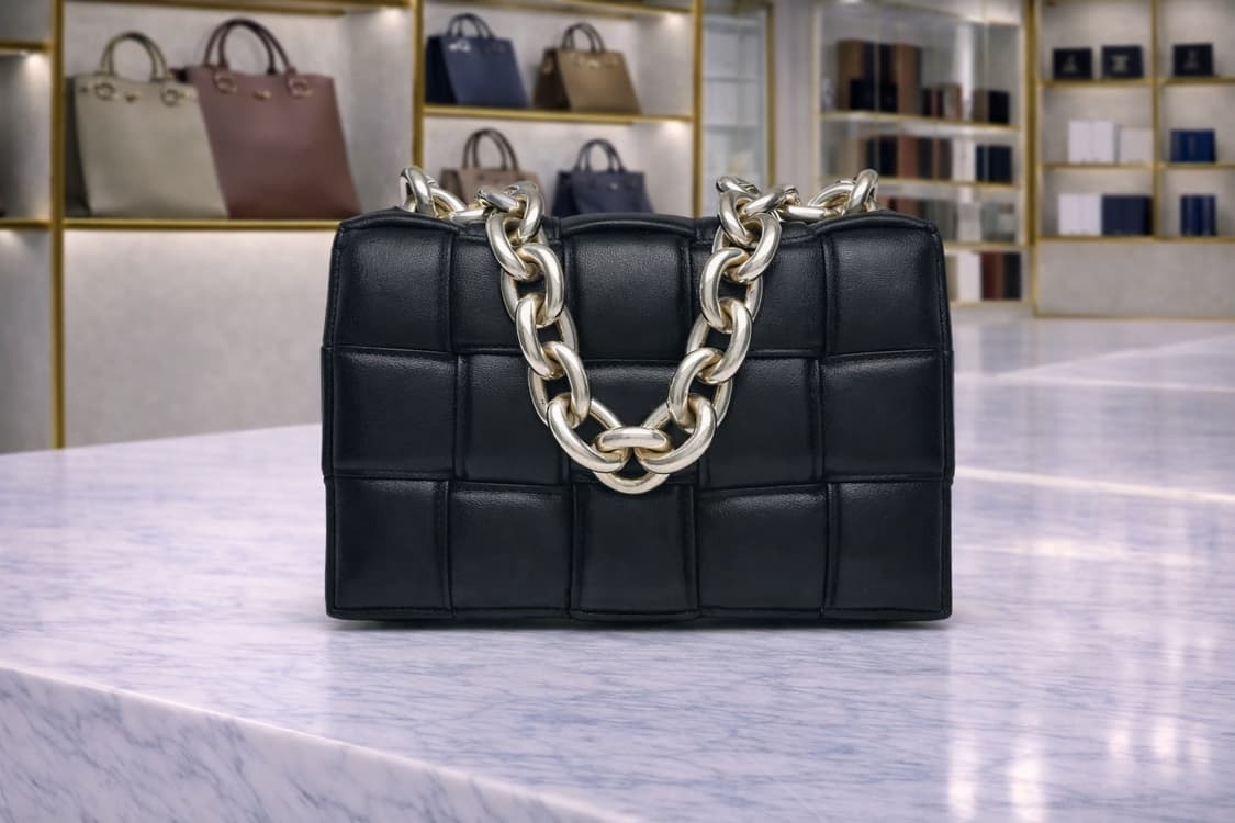 [A급] 보테가베네타 패딩 체인 카세트백 블랙 판매합니다!!! 상품이미지1