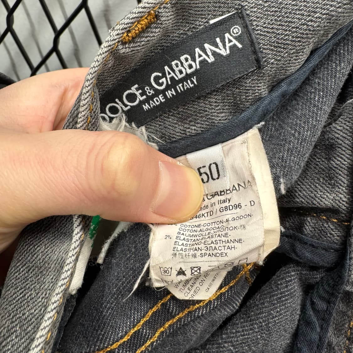 00s 돌체앤가바나 디스트로이드 데님 팬츠 후면 로고 포인트 흑청 상품이미지7