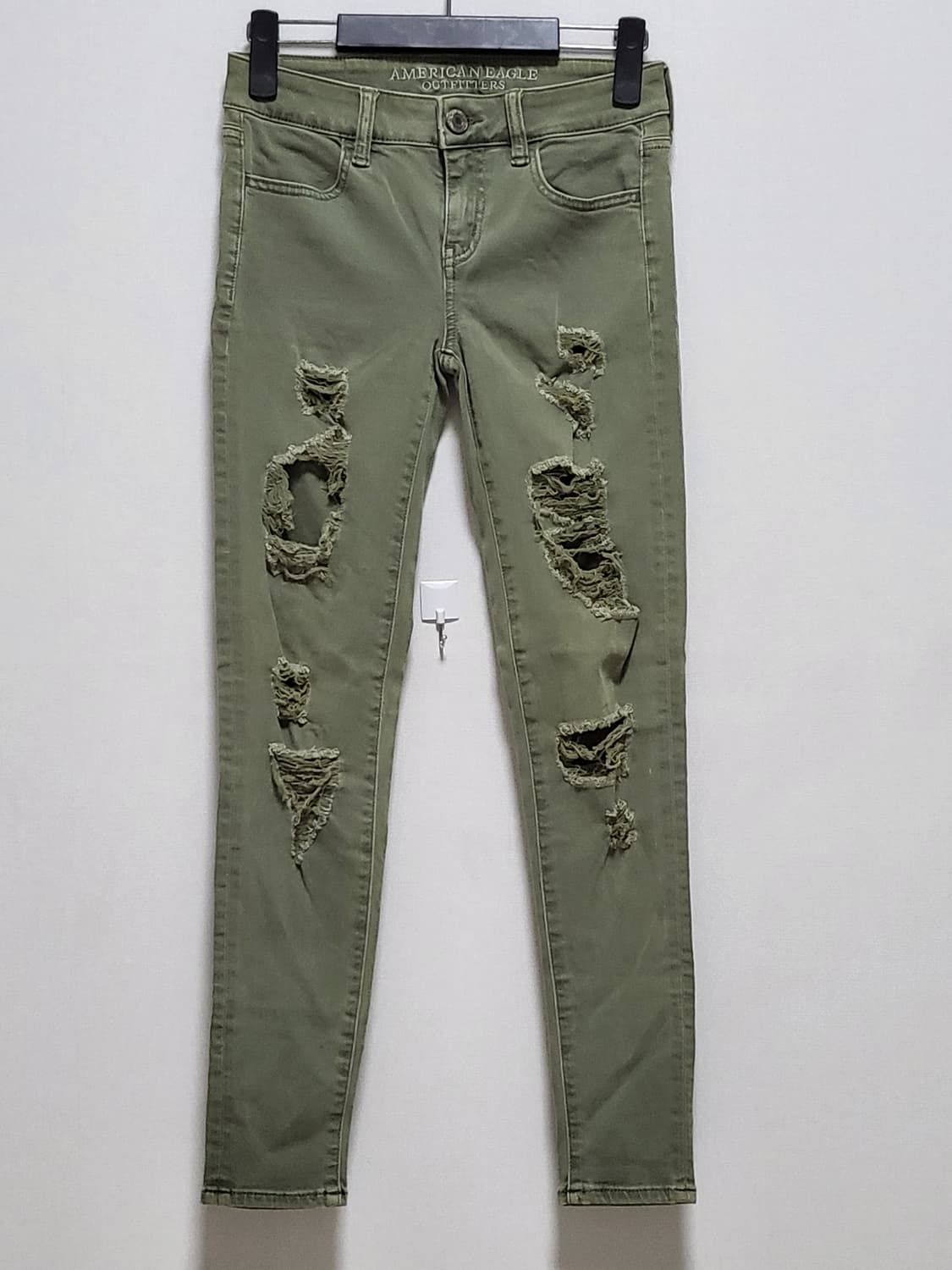 아메리칸 이글 슈퍼 스트레치 비스코스 올리브 데미지 팬츠 55사이즈 상품이미지1