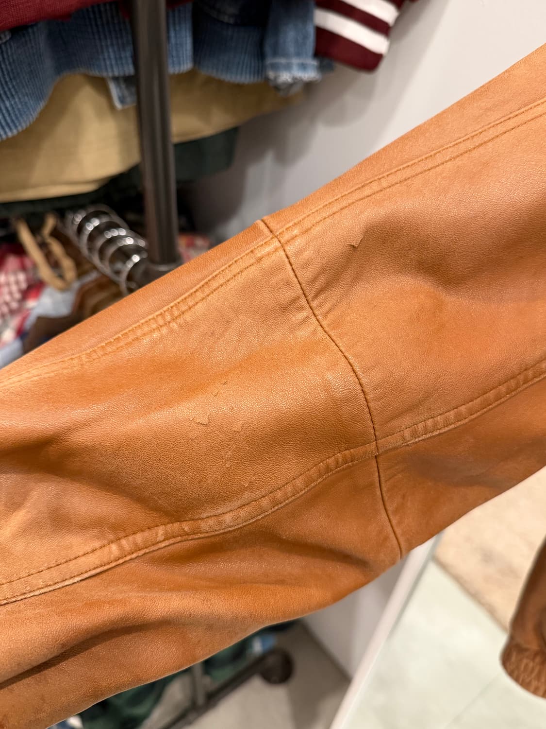 90-00s Sorgente 빈티지 쉽스킨 A-2 레더 자켓 상품이미지8