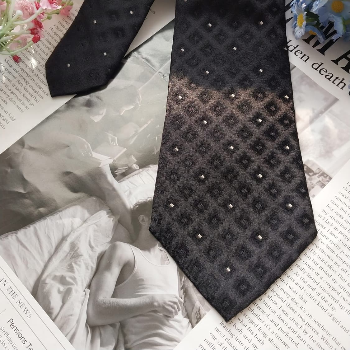 GIORGIO ARMANI 조르지오 아르마니 실크 기하 자카드 넥타이 9 상품이미지4