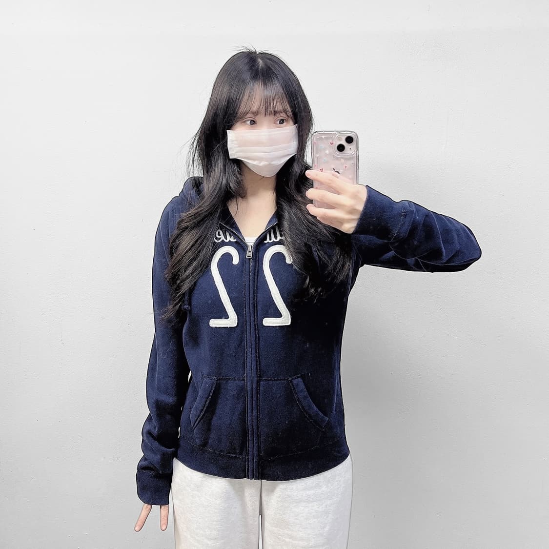 홀리스터 스펠 로고 후드집업 네이비 상품이미지1