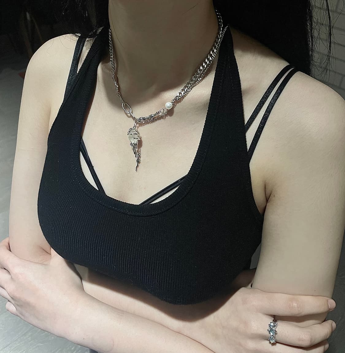 Real pearl v necklace 상품이미지3