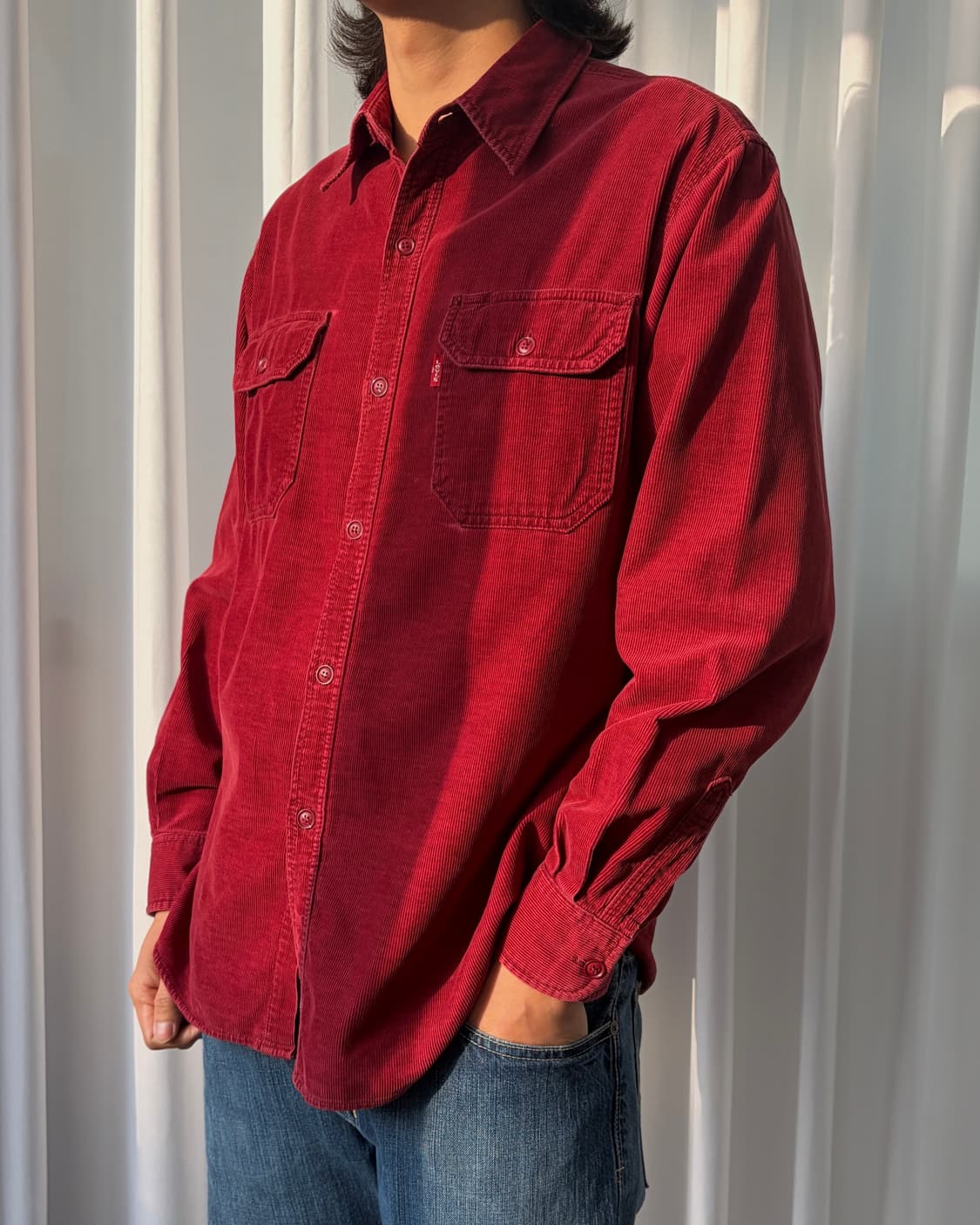 [M]리바이스 Levi's 버건디 코듀로이 셔츠 상품이미지2