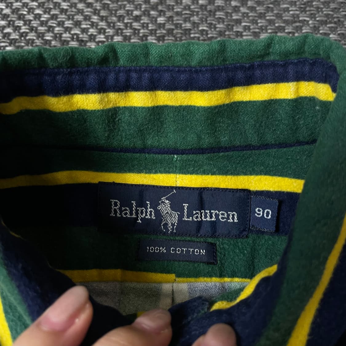 폴로랄프로렌 그린 옐로우 네이비 스트라이프 겨울 긴팔 셔츠 90 상품이미지4
