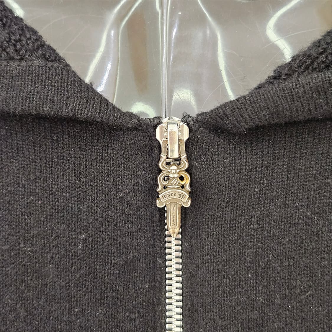 [XL] 크롬하츠 레터링 자수 캐시미어 후드집업 블랙 AB1213C163 상품이미지5