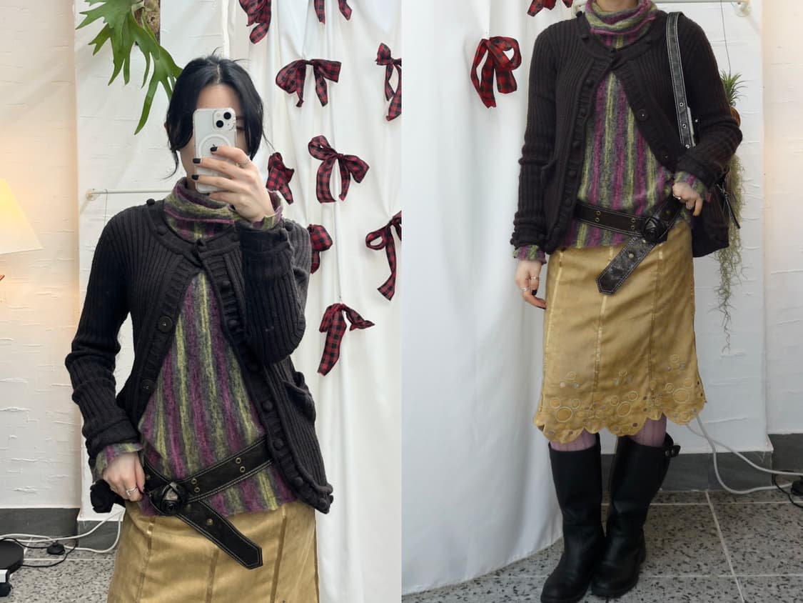 Pom buttons knit cardigan 상품이미지1