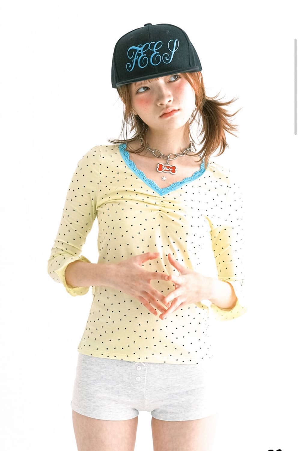 mini heart lace top (lemon) 상품이미지1