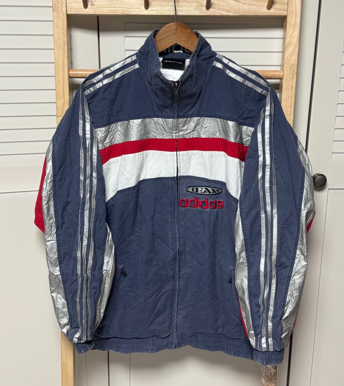 L 아디다스 삼선 실버 레이싱 코튼 빅로고 자켓 상품이미지7