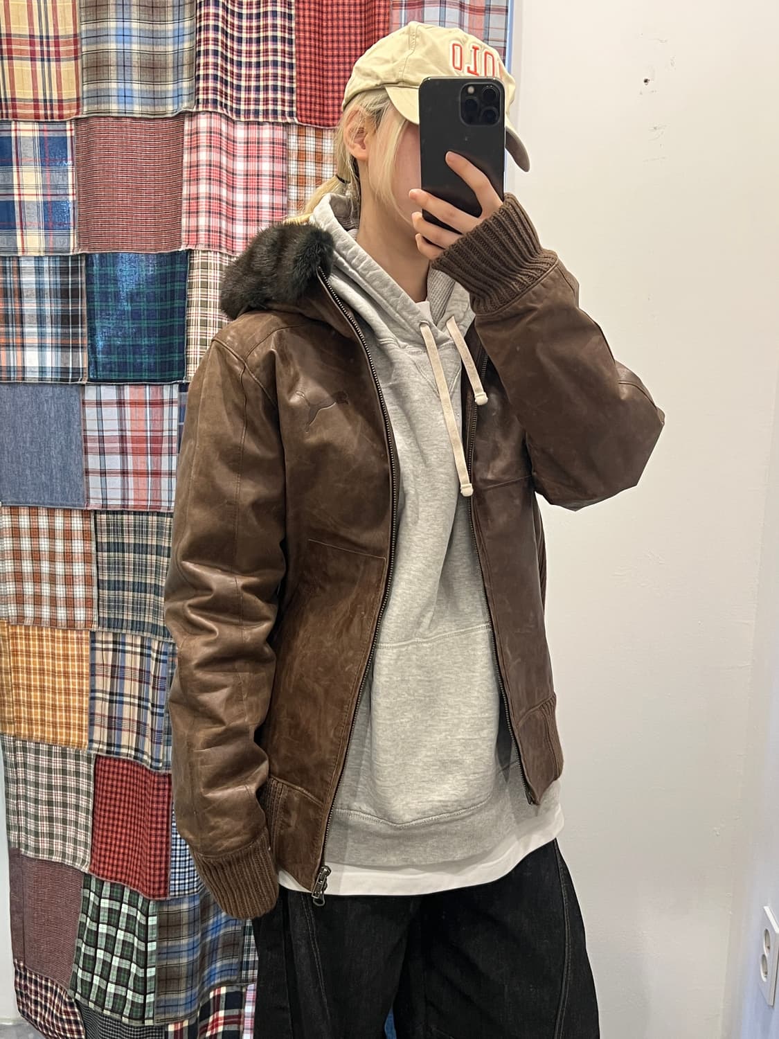 퓨마 브라운 레더자켓 상품이미지5