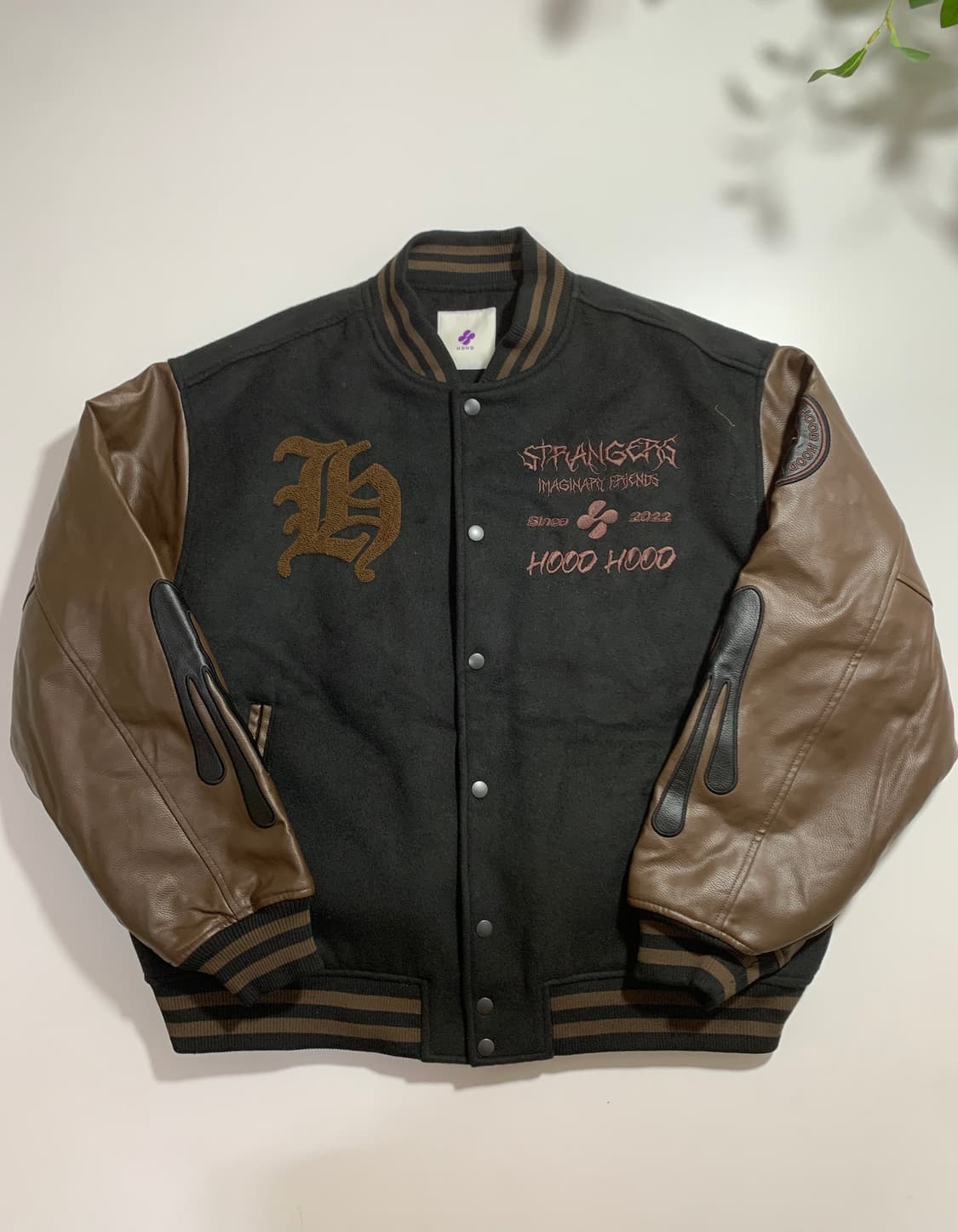 후드후드 에일리언 바시티 자켓 브라운 상품이미지1