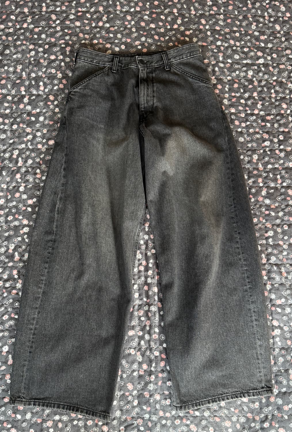 해칭룸 와이드 커브진 워시드 블랙 상품이미지2