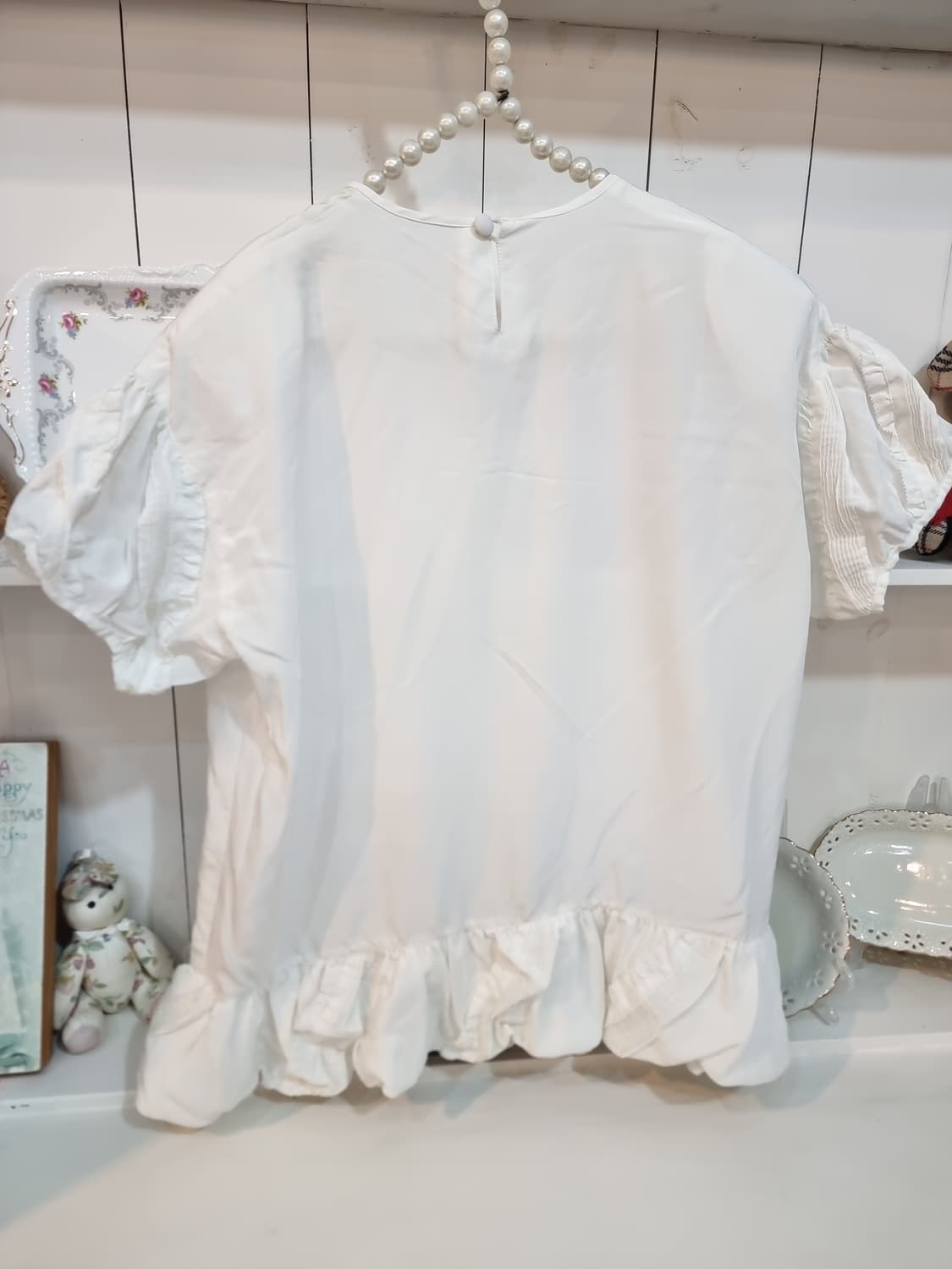 화이트 리본 퍼프 블라우스 상품이미지4