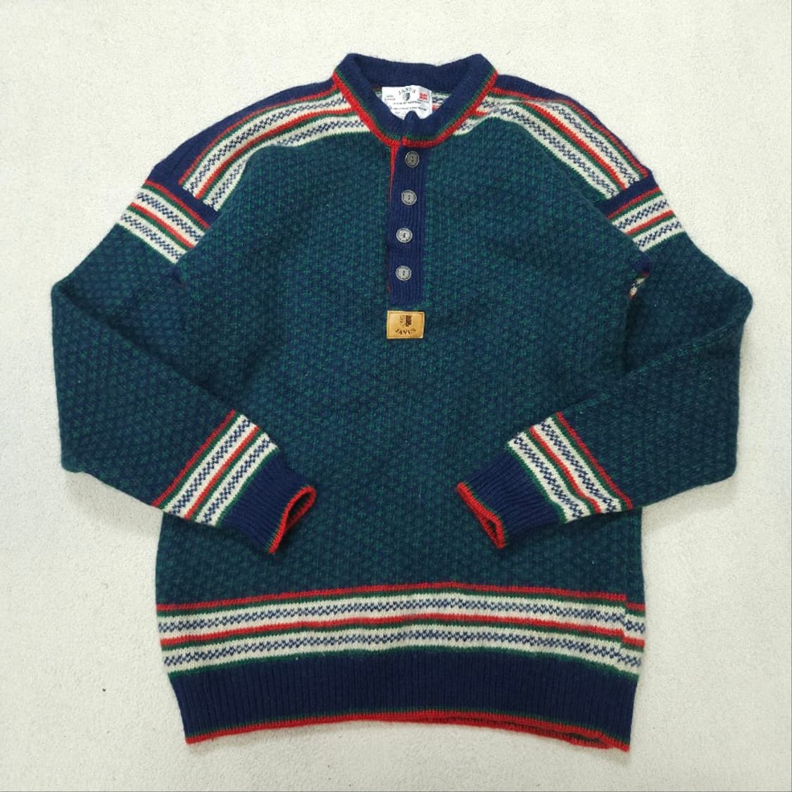 노르웨이 빈티지 버튼 울 니트 L 상품이미지2