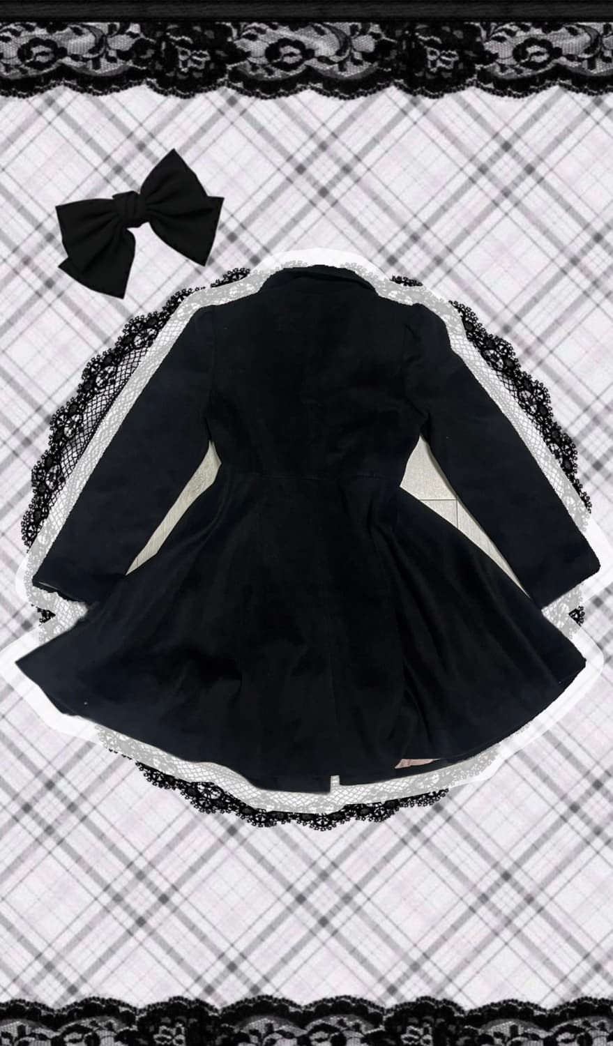 디어리깔 어스뮤직 블랙 플레어 코트 디어마이러브 리즈리사 디어리 히메갸루 상품이미지3