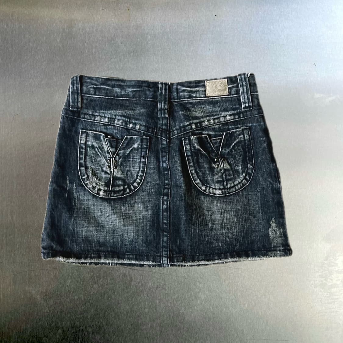 Vintage ssial 스터드 와투케 데님 미니 스커트 상품이미지2