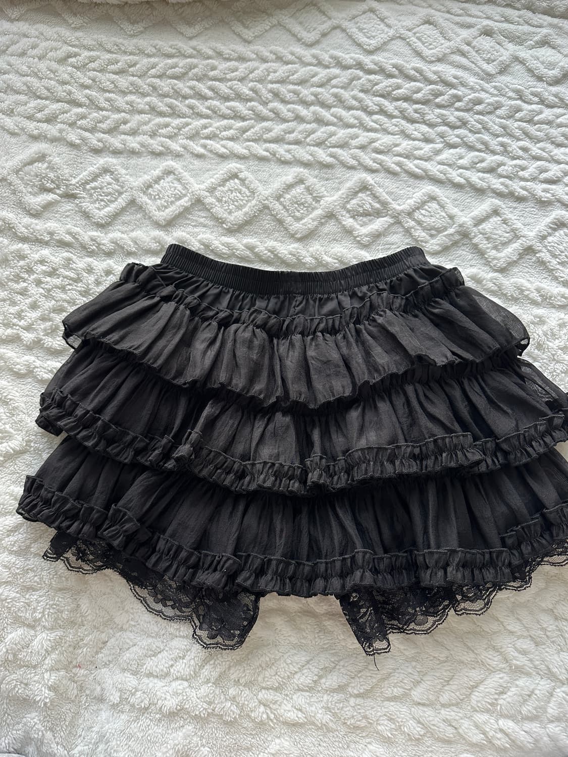 러프넥 튜튜 팬츠 스커트 블랙 상품이미지1