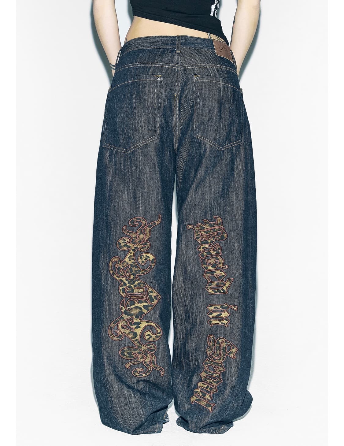 YEEL 레오파드 데님 팬츠 M 상품이미지2