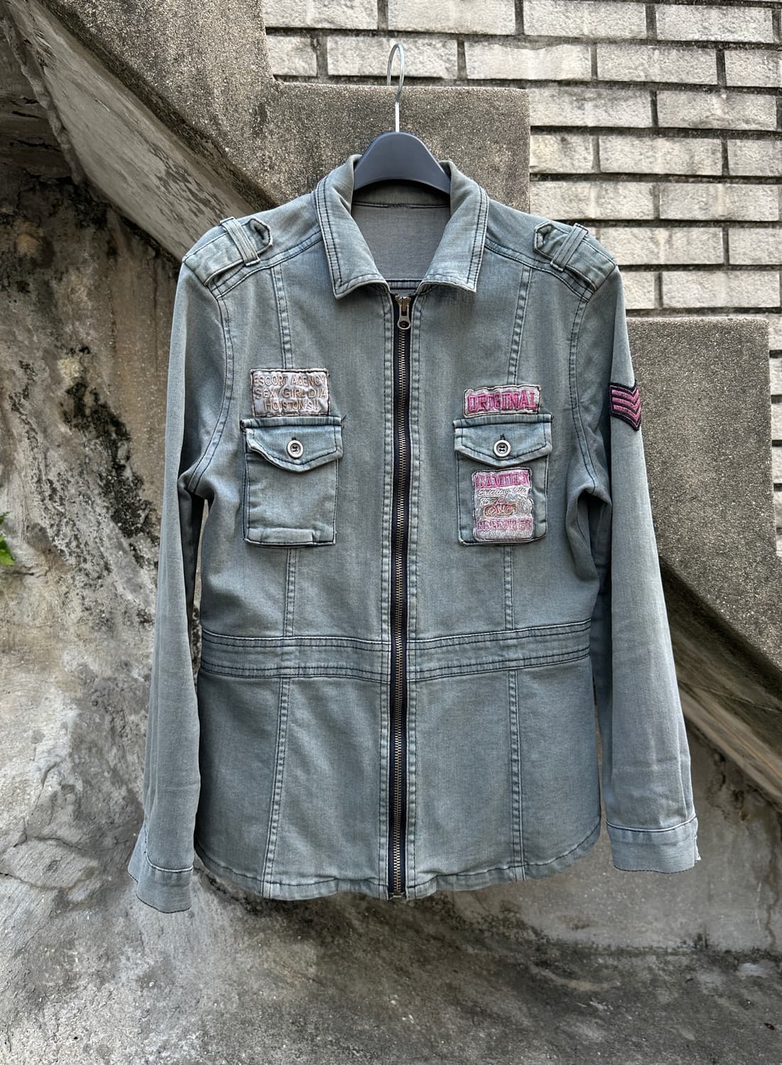Vintage patch detail jacket khaki  상품이미지1