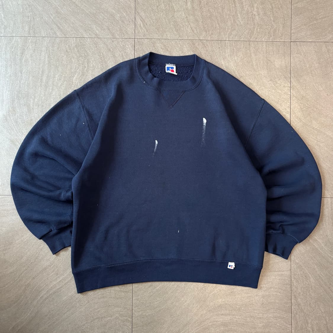 90년대 미국 생산 러셀 블랭크 네이비 스웻셔츠 상품이미지1