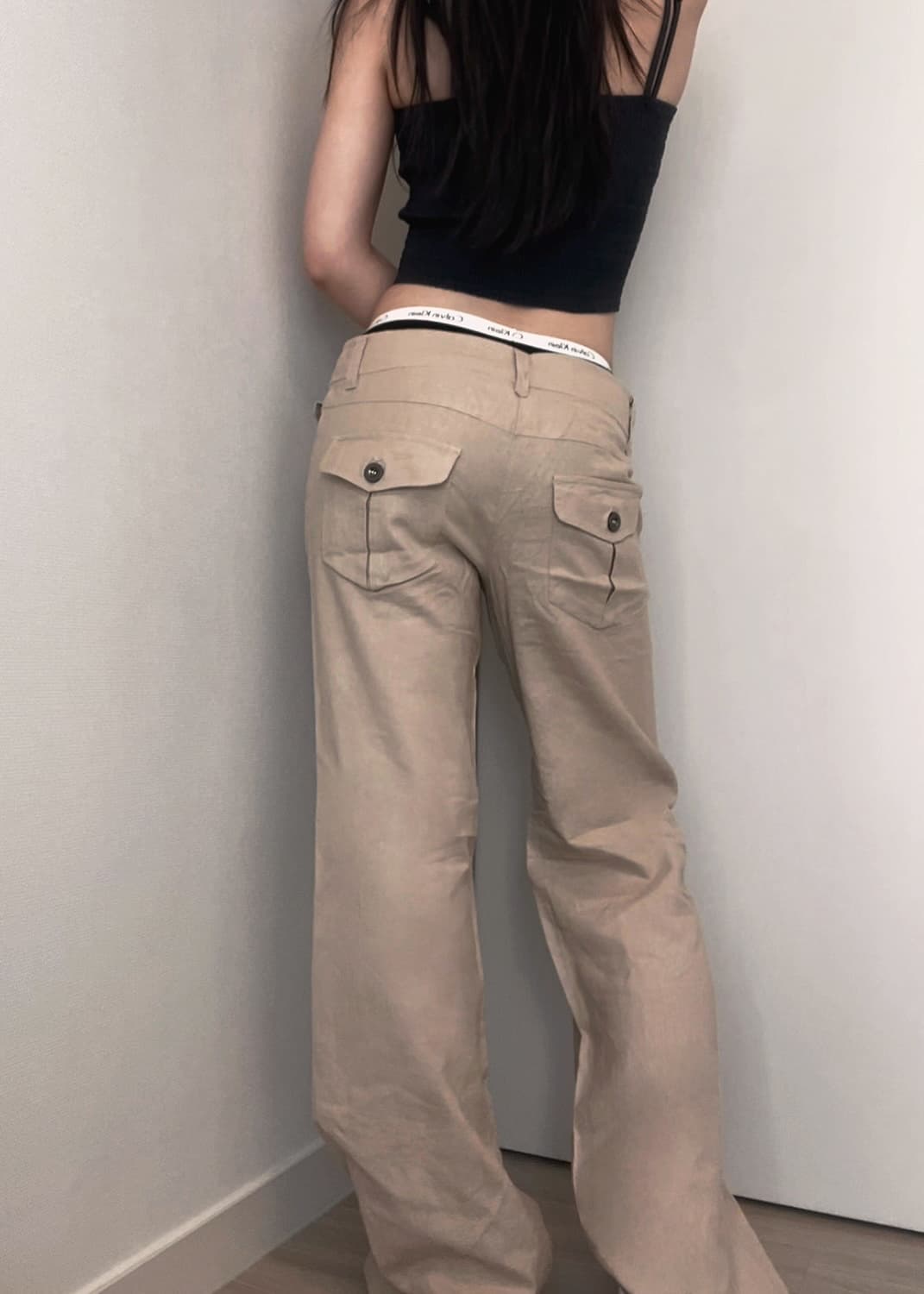 low rise beige boots cut pants 상품이미지3