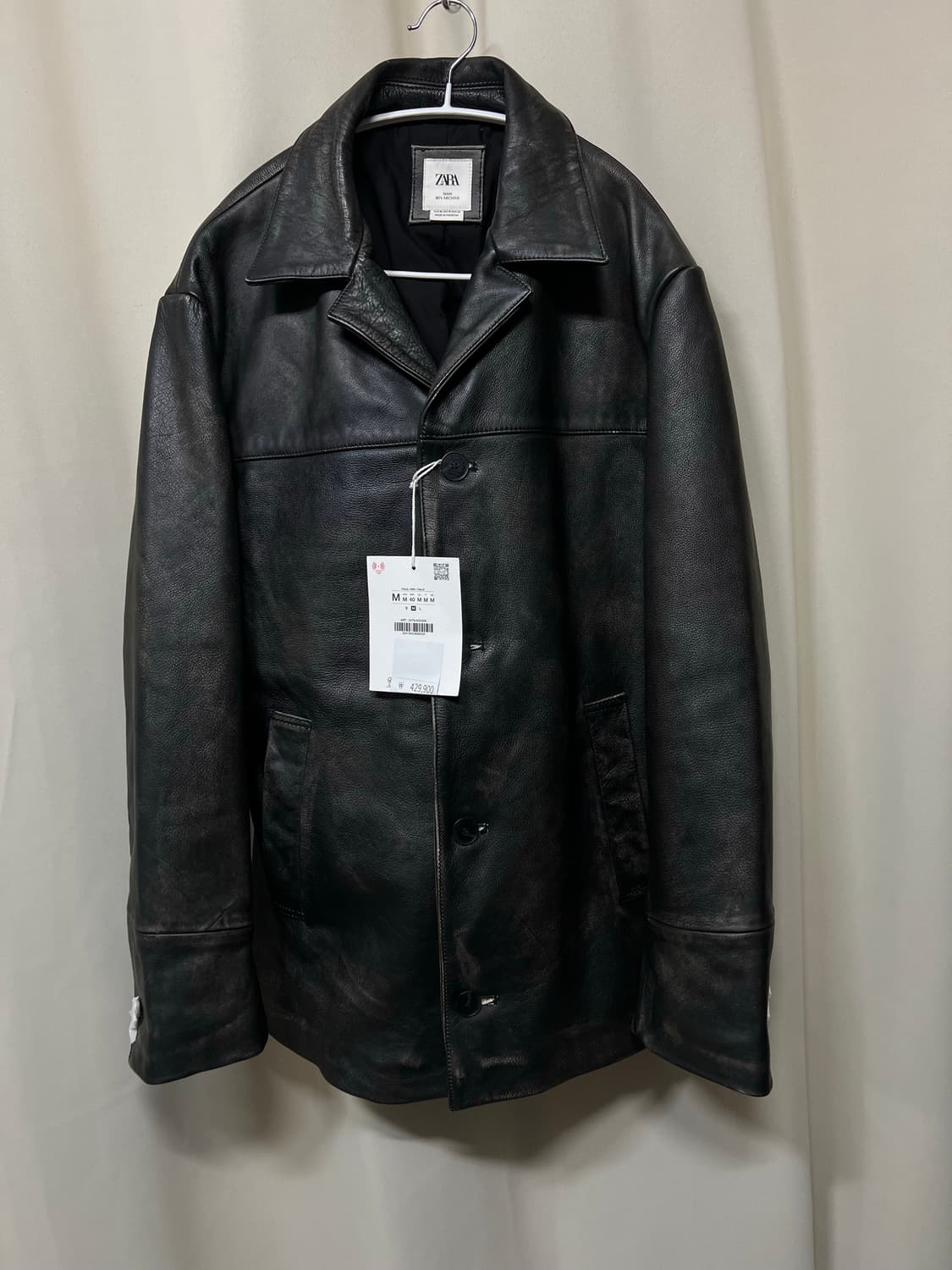 자라 리미티드 빈티지 이펙트 레더 카 코트 M 상품이미지4