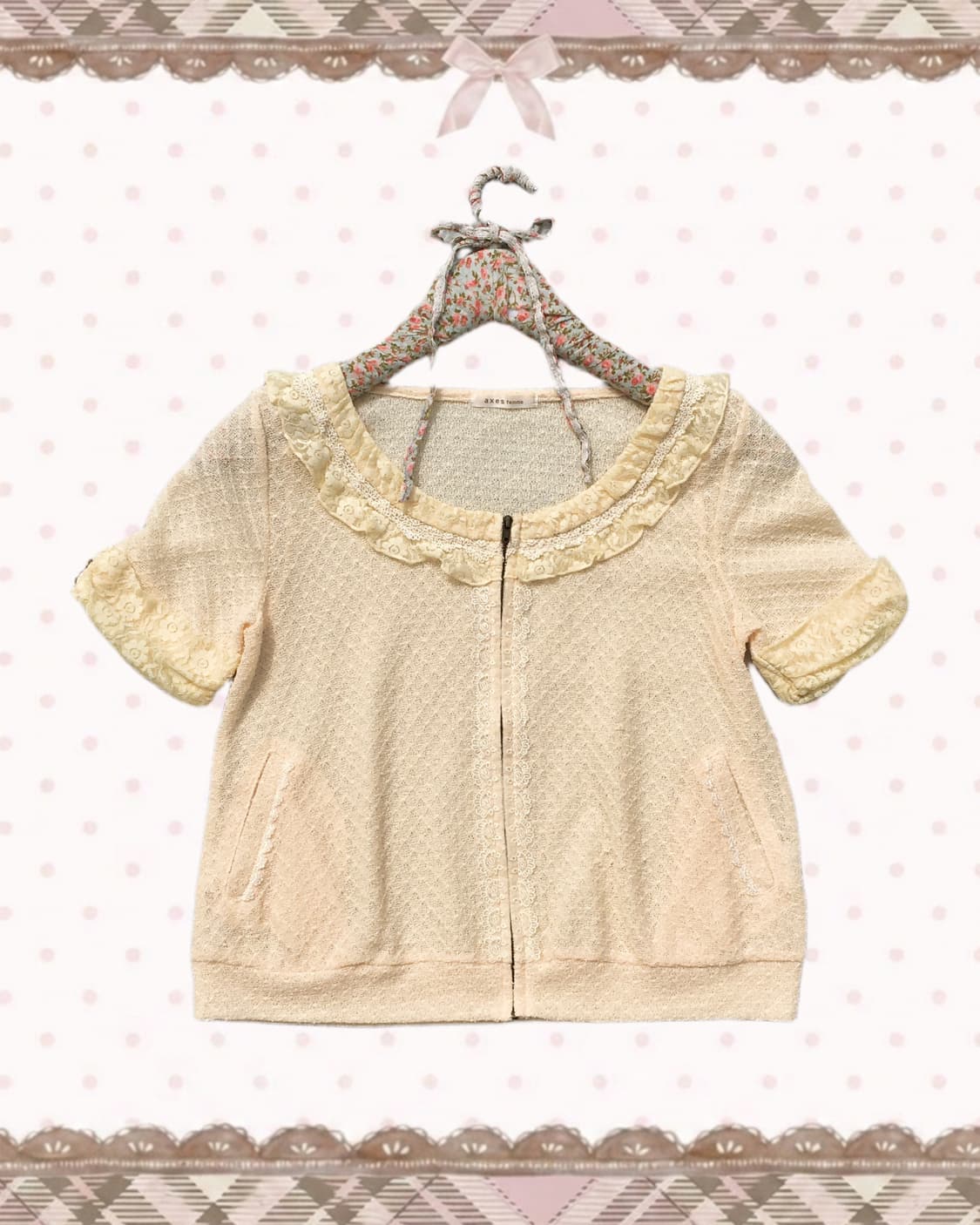 엑시즈팜 옐로우 반팔 집업 상품이미지1