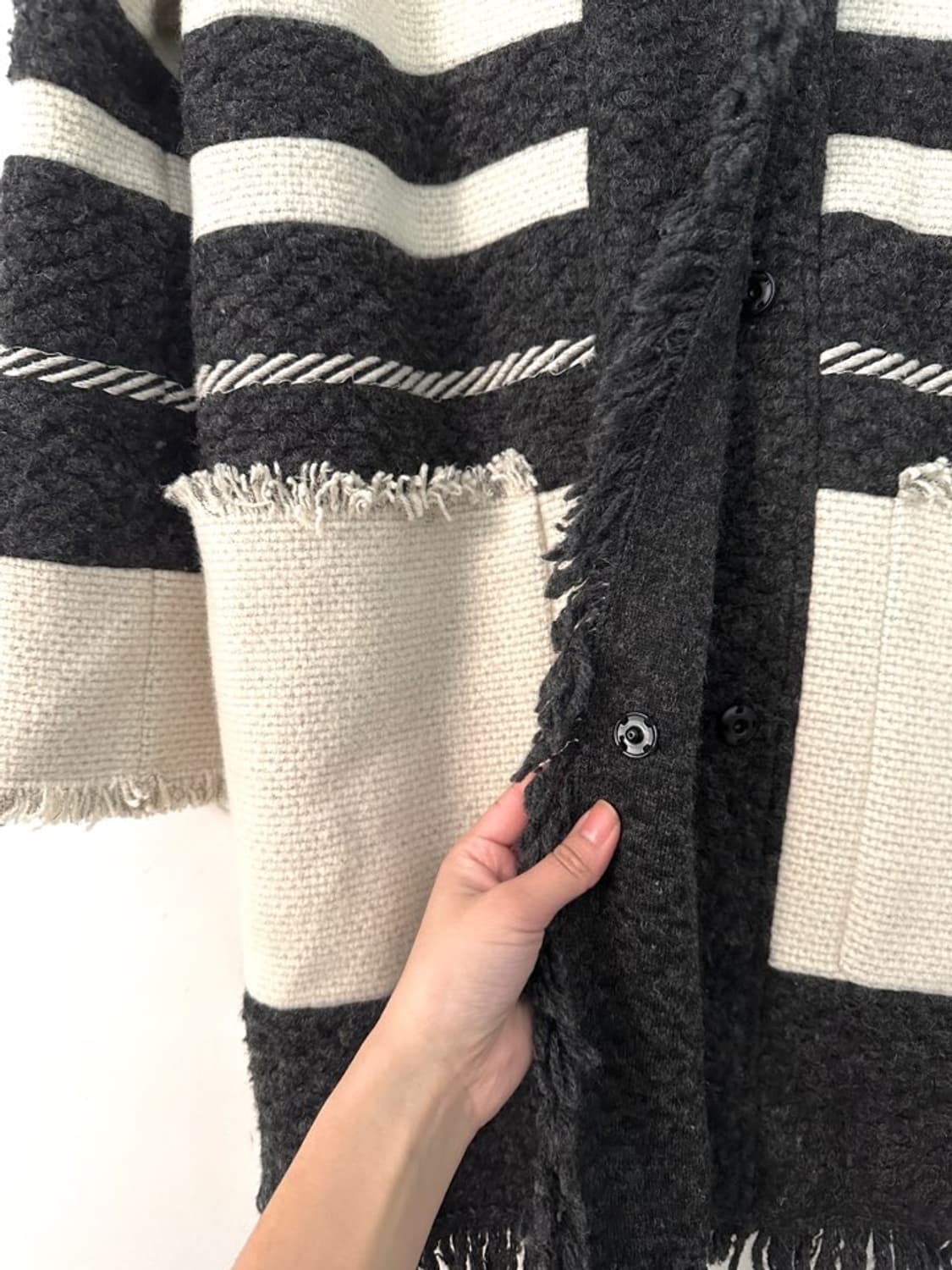 Indian tassel hoody coat / ivory & grey 상품이미지3