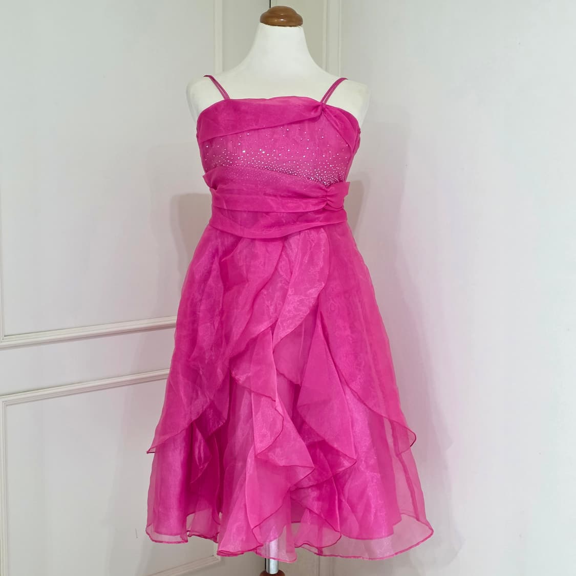 미국빈티지)핑크 파티걸 글리터 셔링 프린세스 캉캉 연주회행사댄스 드레스 상품이미지3