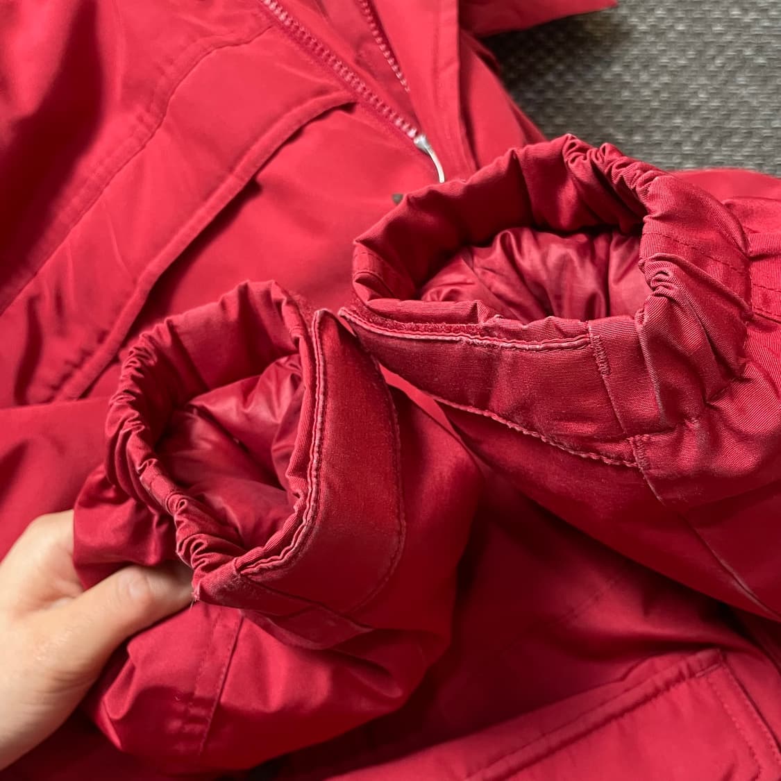 컬럼비아 레드 덕다운 후드퍼 야상 패딩 점퍼 L 상품이미지5