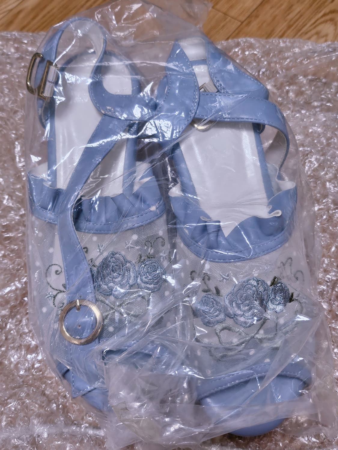 로즈 장미 자수 웨지힐 샌들 구두 상품이미지2