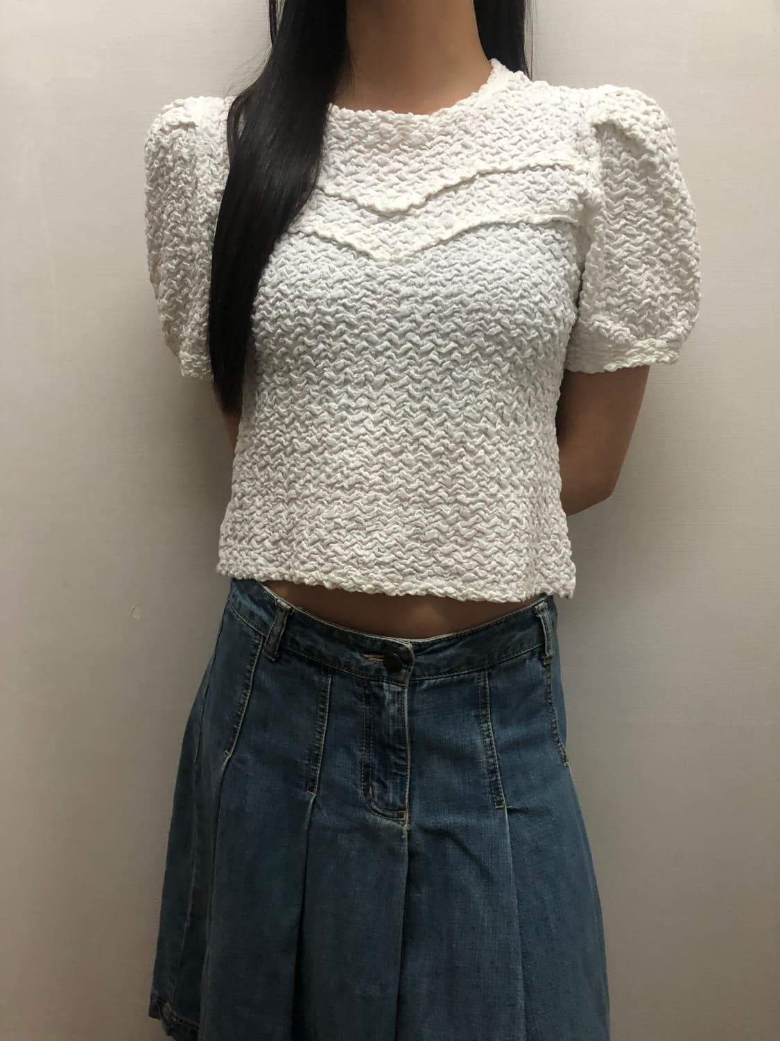 빈티지 화이트 크롭 탑 상품이미지4